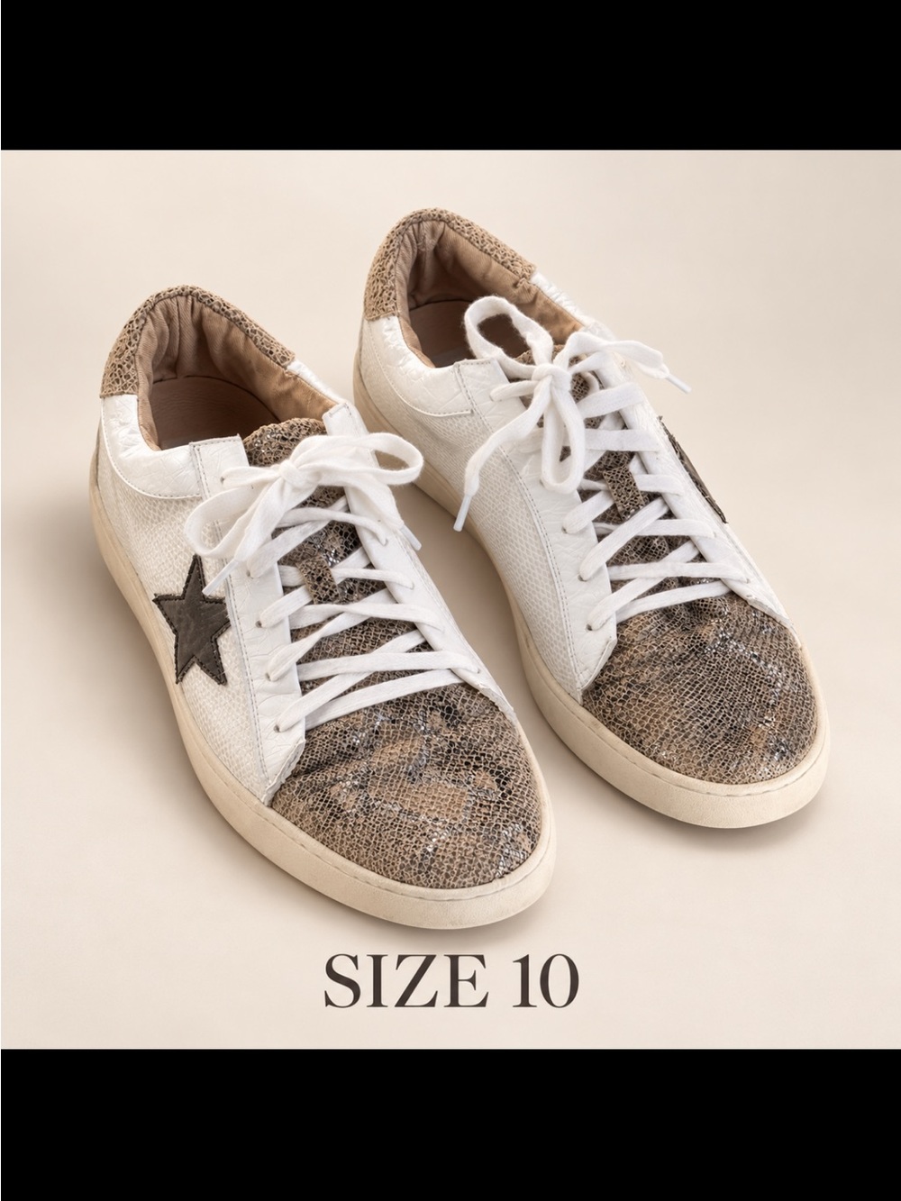Vintage Havana Star Sneakers White Metallic Snakeskin Women’s Size 10